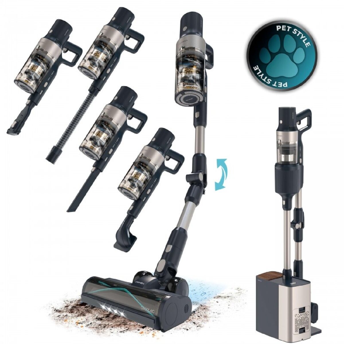 Aspirador Escova Cecotec Conga Rockstar 5500 Hurricane Station Pet Flex 700 W