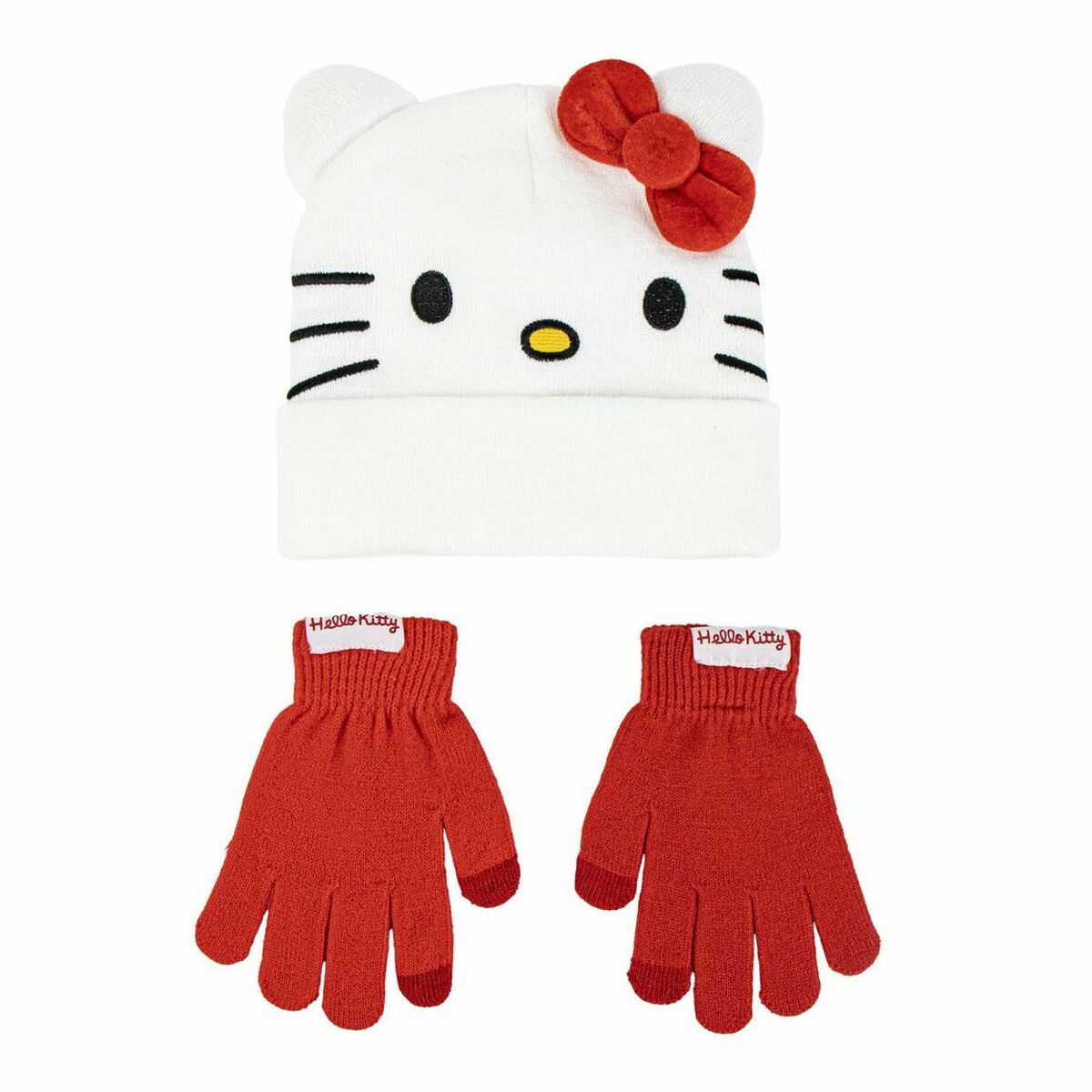 Gorro e Luvas Hello Kitty Branco 2 Peças