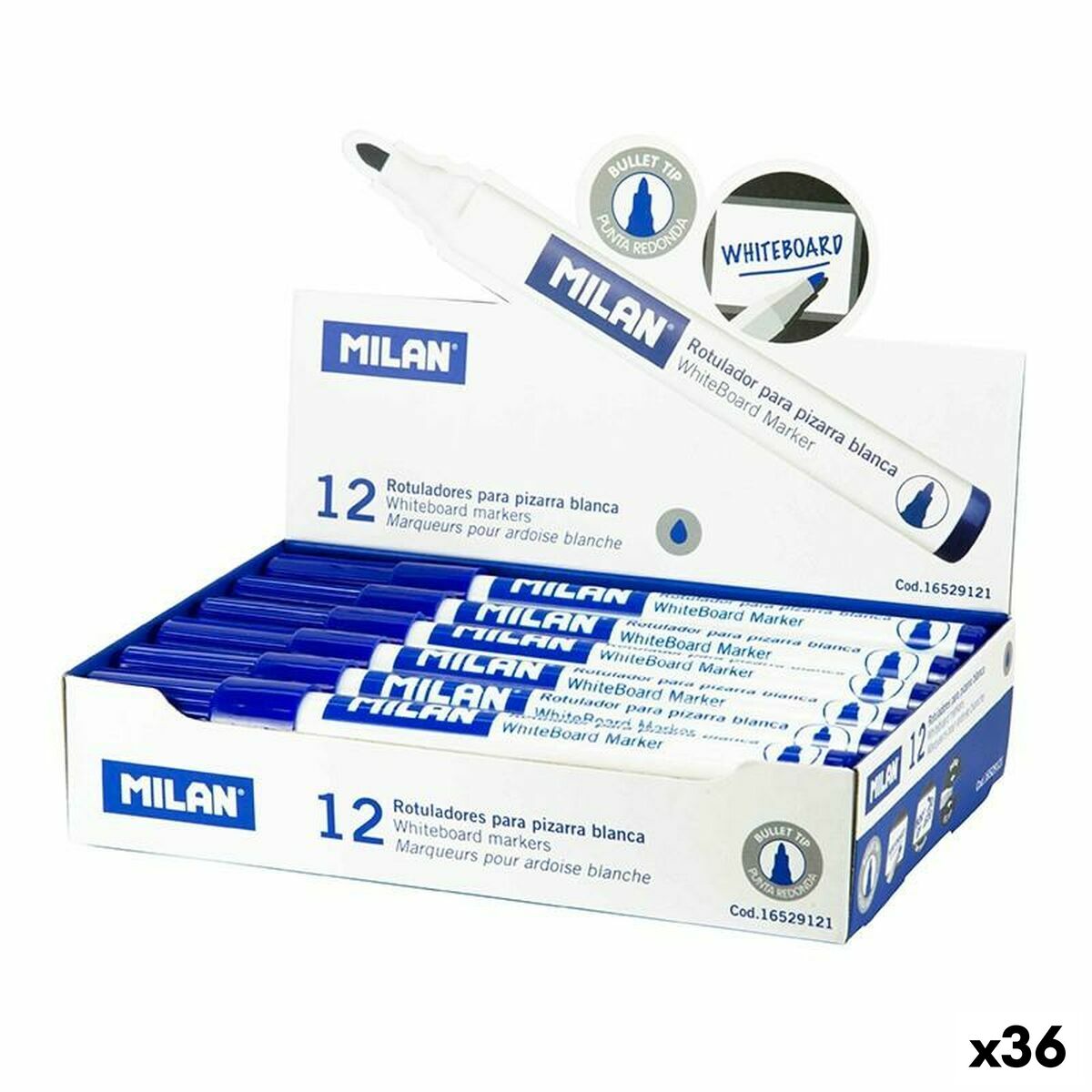 Conjunto de Canetas de Feltro Milan Azul Ardósia branca 12 Peças (36 Unidades)