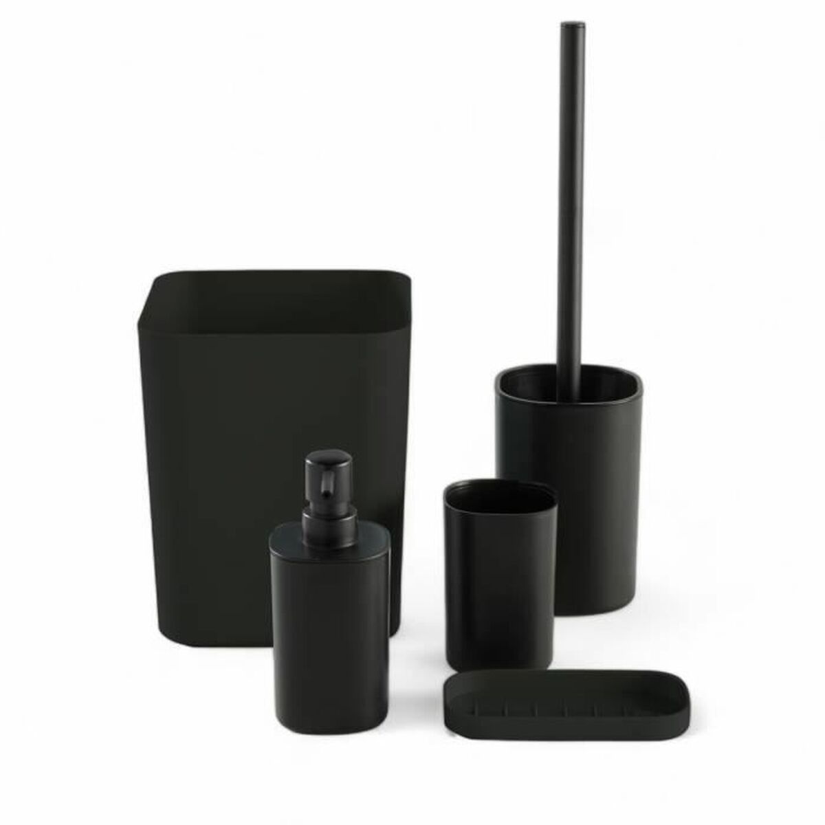 Conjunto de Banho TODAY HOY Preto Plástico Moderno (5 Unidades)