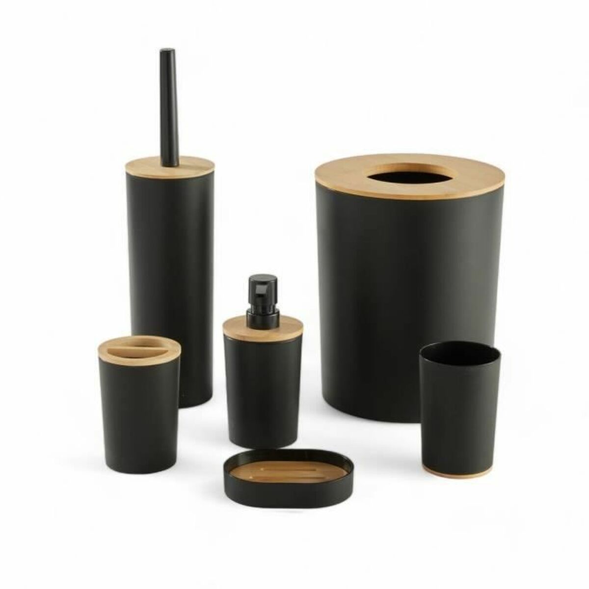 Conjunto de Banho TODAY HOY Preto Plástico Moderno (6 Unidades)