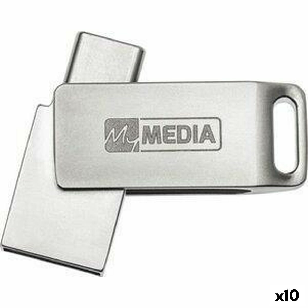 Memória USB MyMedia HIGH SPEED DUAL Prateado 128 GB (10 Unidades)