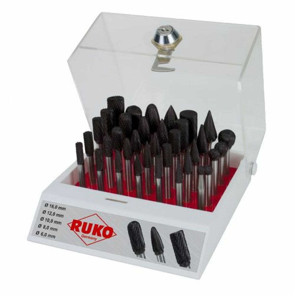 Conjunto de fresas multiusos RUKO Metal duro (HM) 35 Peças