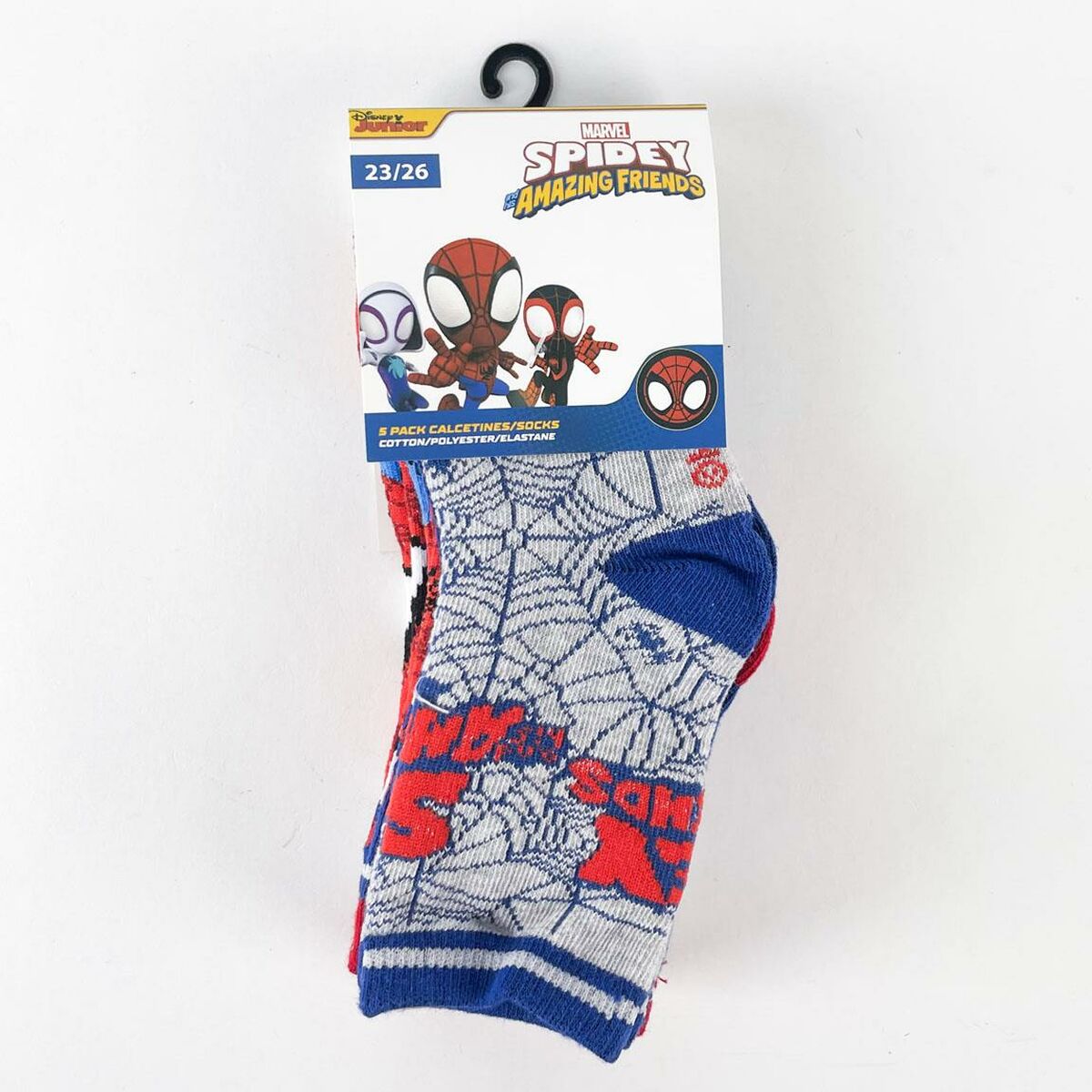 Meias Spidey Azul 31-34 5 pares