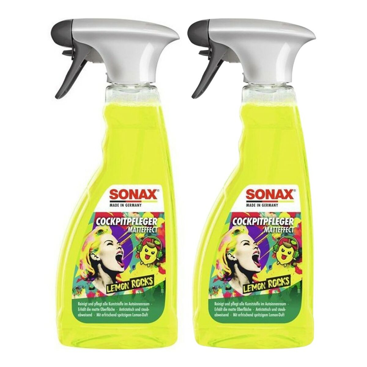 Produto de Limpeza para Painel de Instrumentos Sonax LEMON ROCKS Limão Fresco 500 ml Acabamento opaco (2 Unidades)