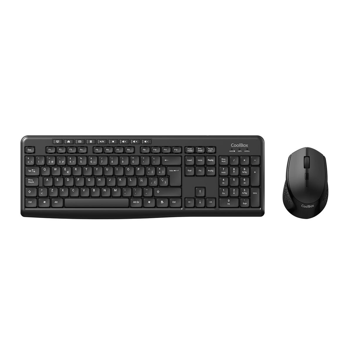 Teclado e Rato sem Fios CoolBox COO-KTR-03W Preto Qwerty espanhol
