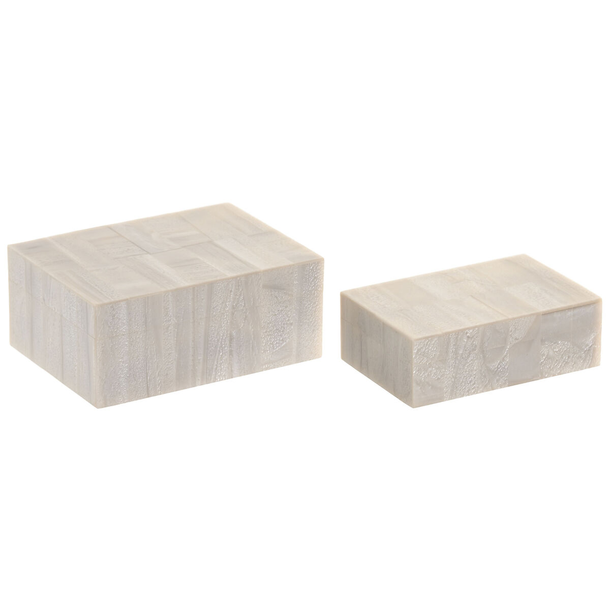 Guarda-Joias Home ESPRIT Branco Resina Madeira de mangueira 18 x 13 x 7,5 cm (2 Peças)