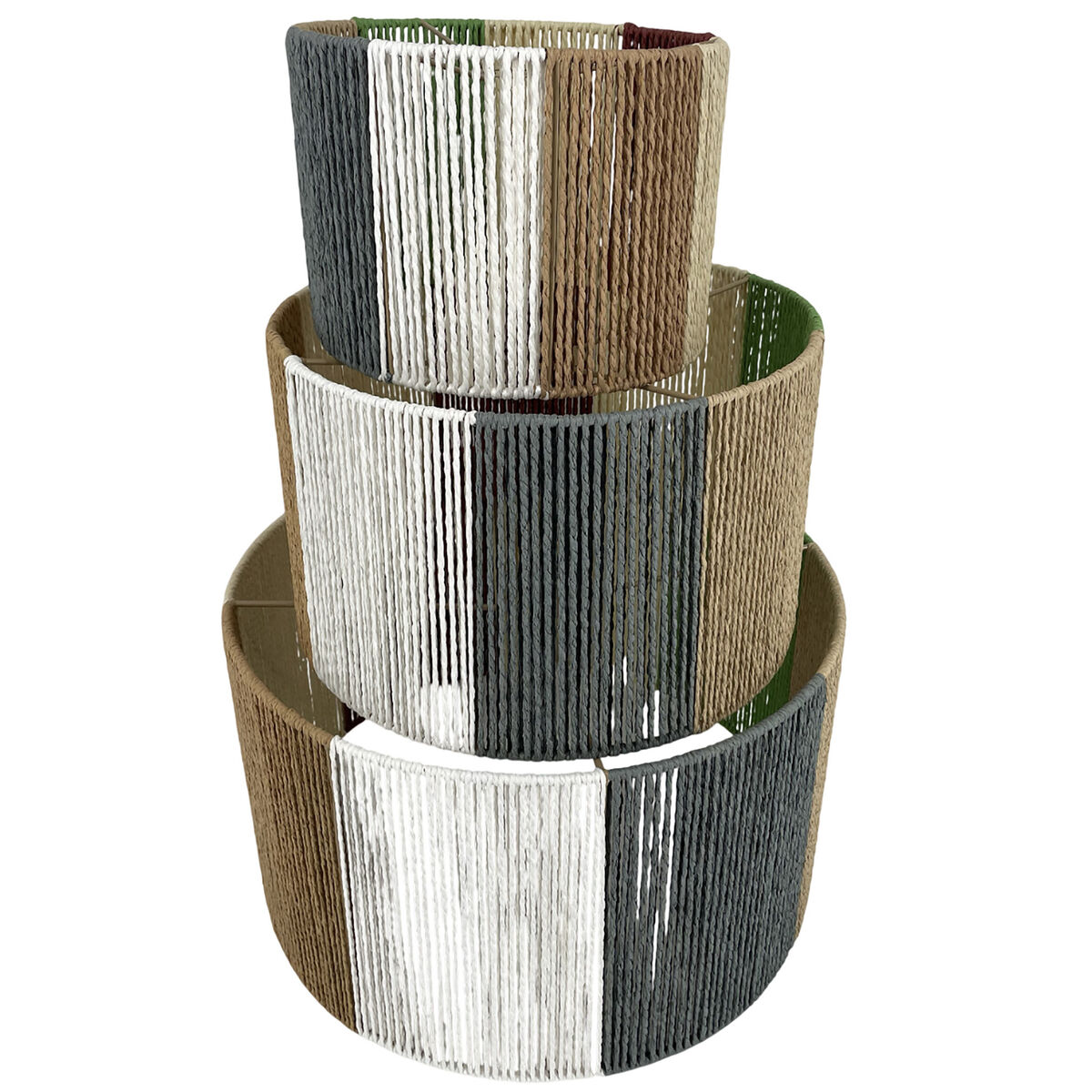 Abajur Home ESPRIT Multicolor Metal Fibra Natural Urbana 52 x 52 x 31 cm (3 Peças)