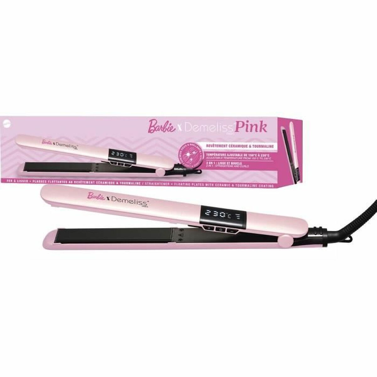 Ferro de Cabelo Demeliss Cor de Rosa