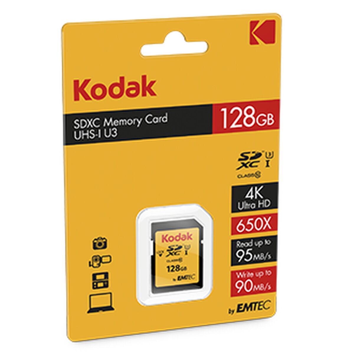 Cartão de Memória Micro SD com Adaptador Kodak EKMSD128GXC10HPRK 128
