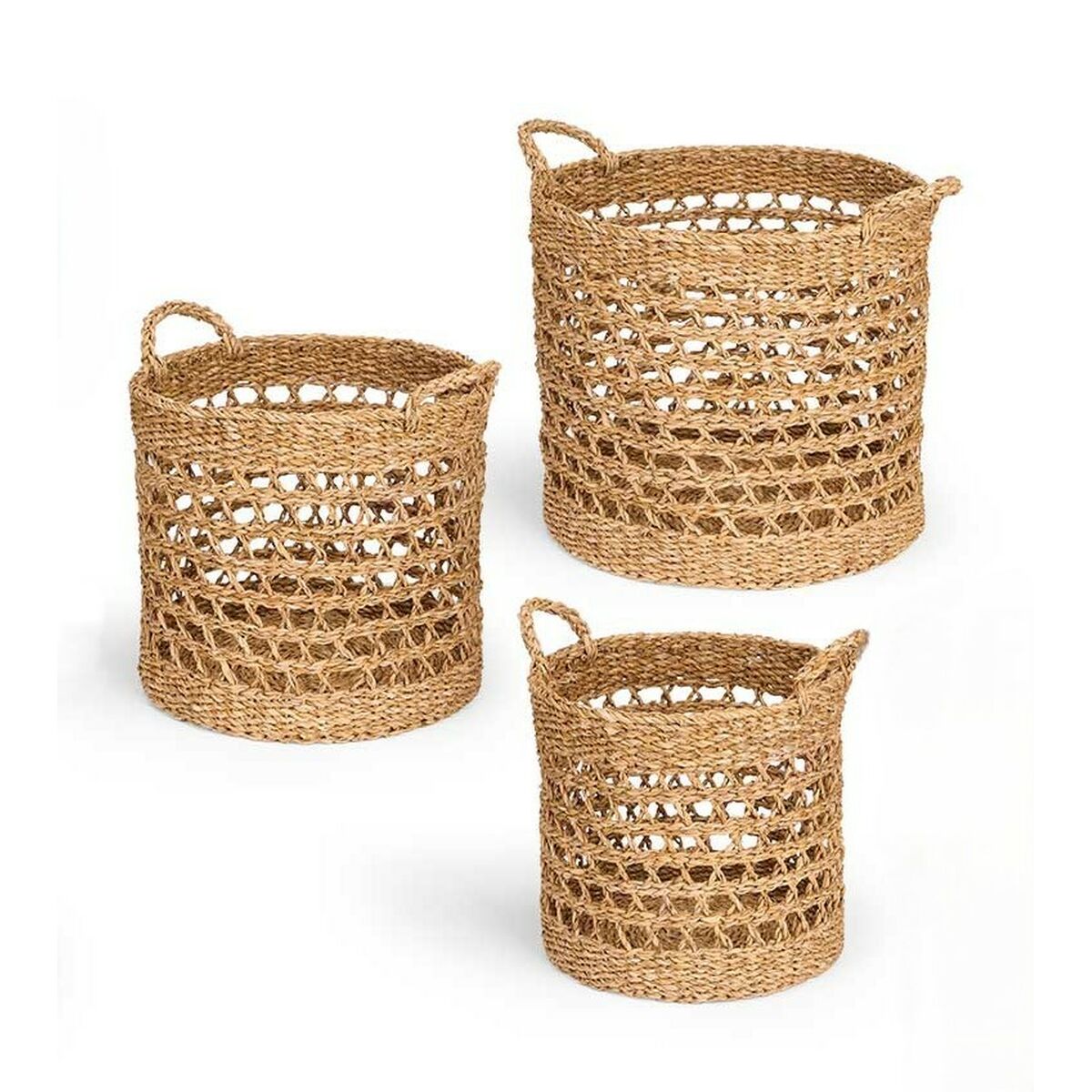 Conjunto de Cestos Gift Decor Castanho Algas marinhas 3 Peças