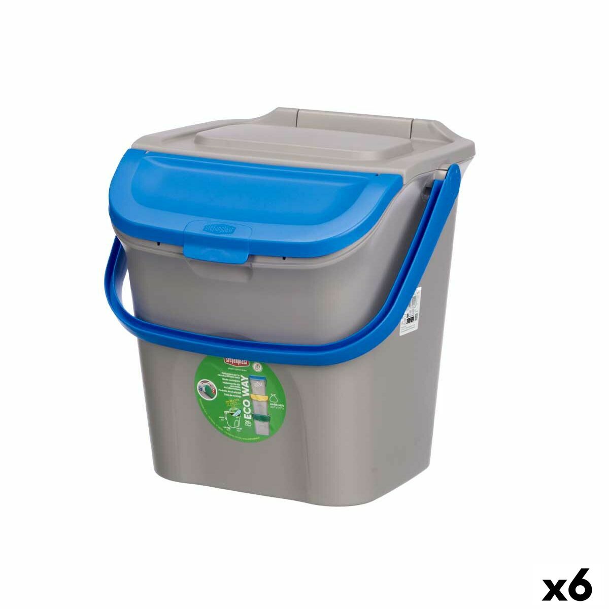 Caixote do lixo Stefanplast ECOWAY Azul Cinzento Polipropileno 28 L Empilhável (6 Unidades)
