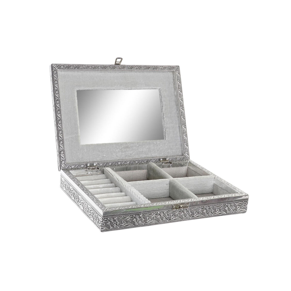 Guarda-Joias Home ESPRIT Prateado Natural Madeira Alumínio 27,5 x 20 x 5,4 cm