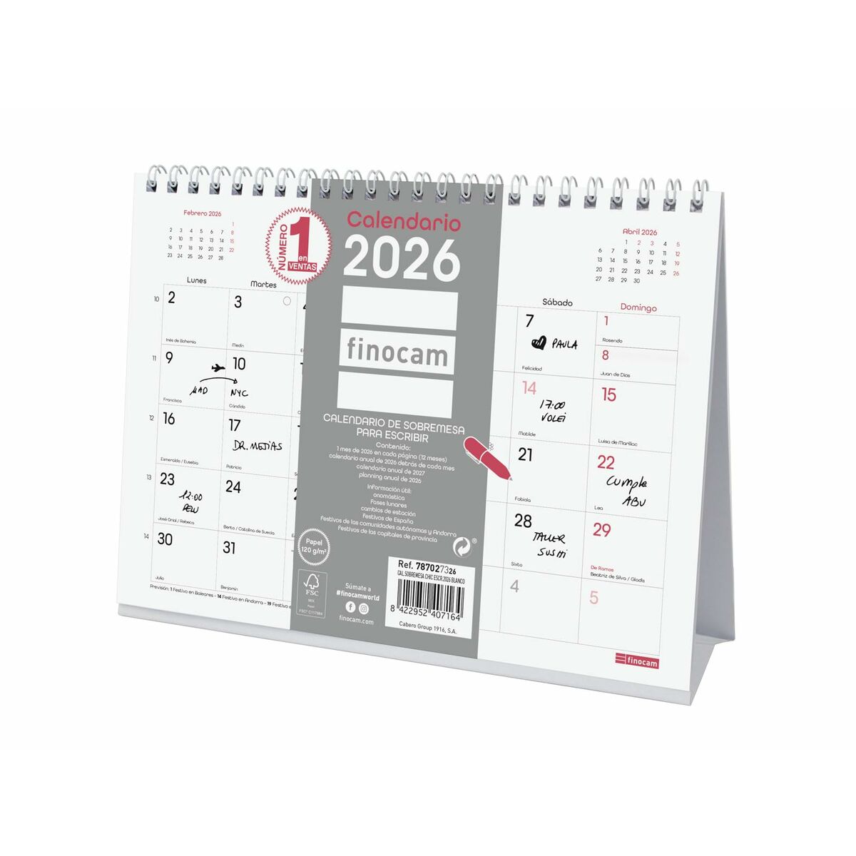 Calendário de Mesa Finocam Multicolor Papel 21 x 15 cm