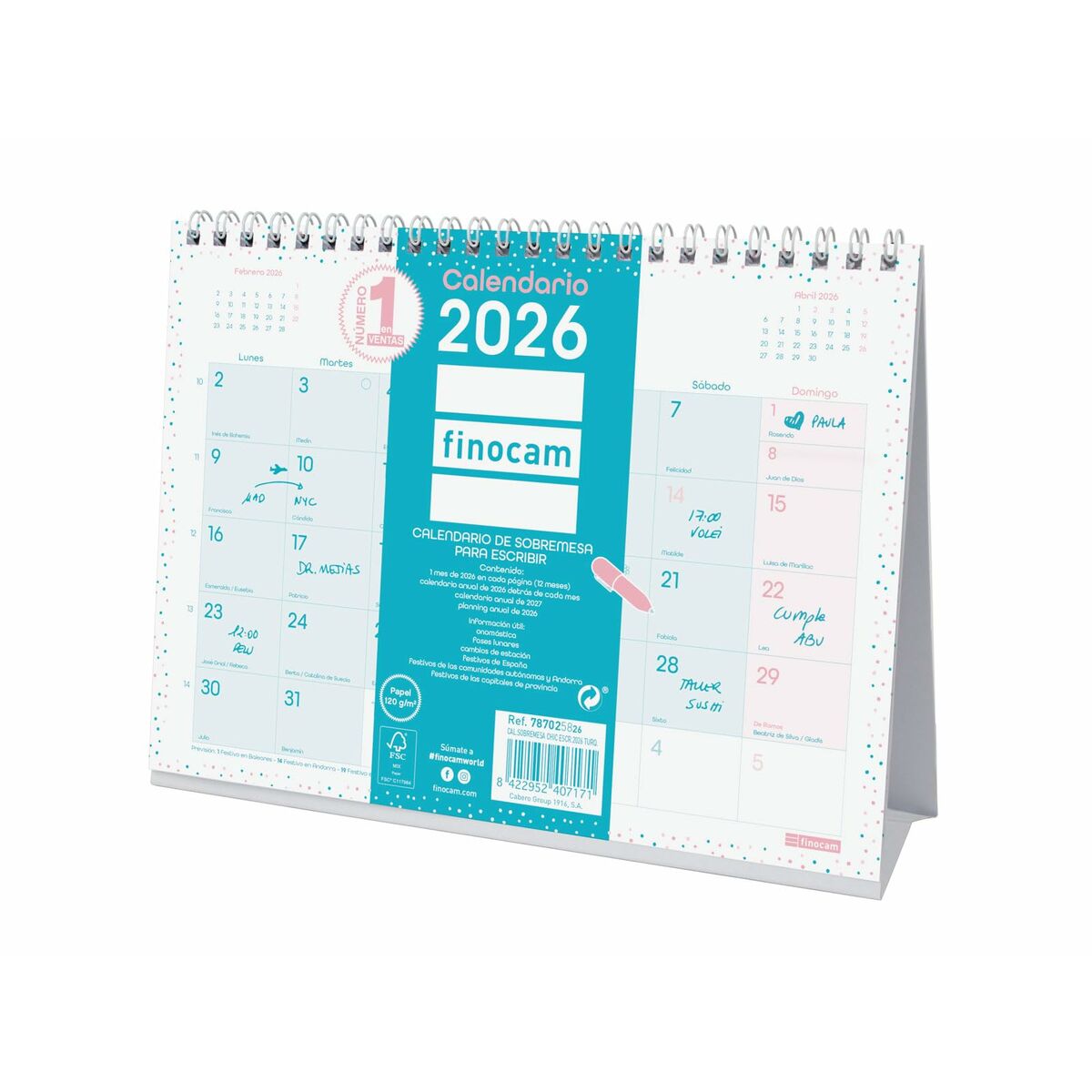 Calendário de Mesa Finocam Multicolor Papel 21 x 15 cm