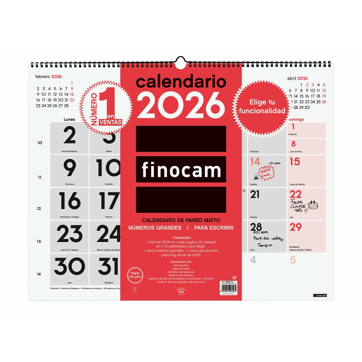 Calendário de parede Finocam Papel 54 x 42 cm