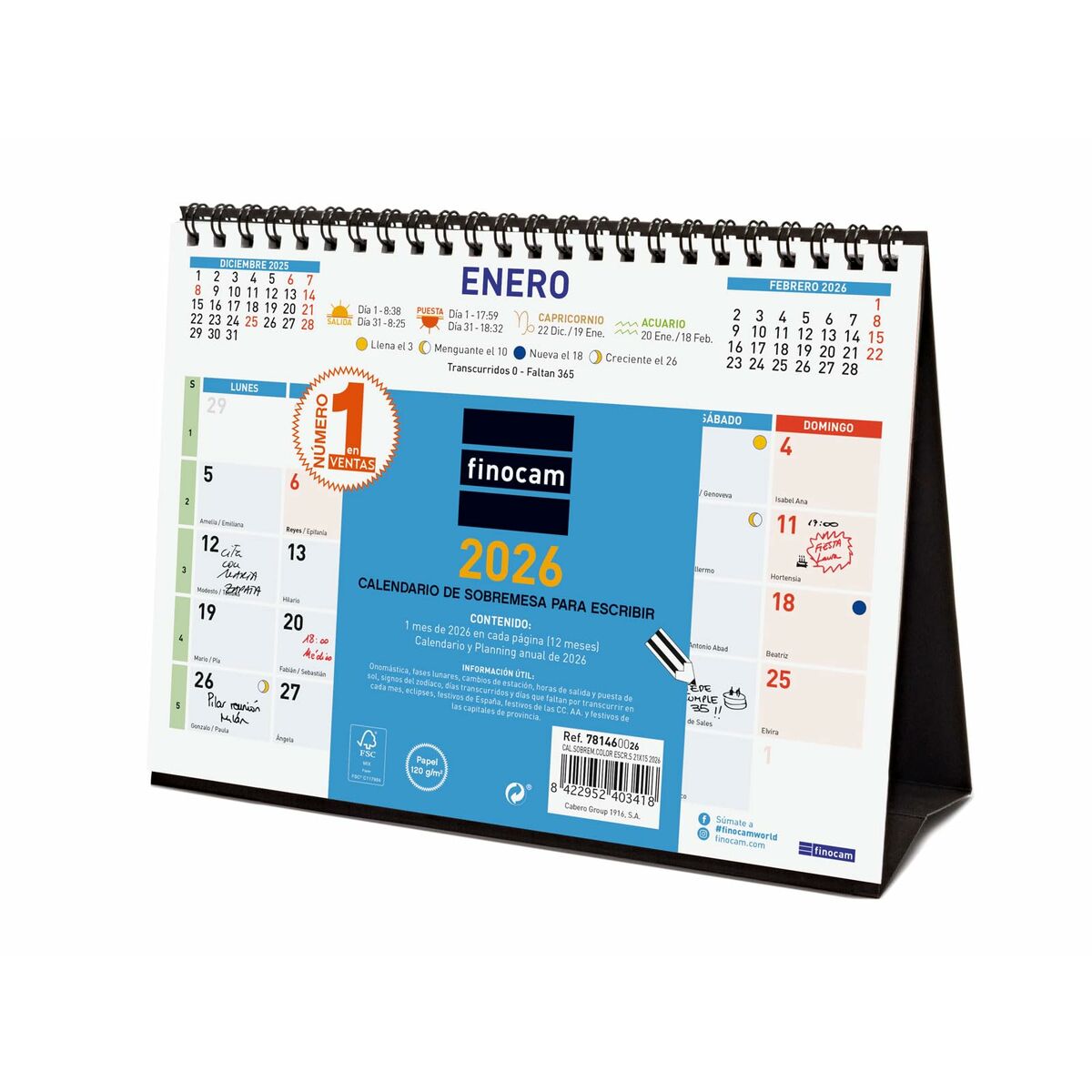 Calendário de Mesa Finocam Multicolor Papel 21 x 15 cm