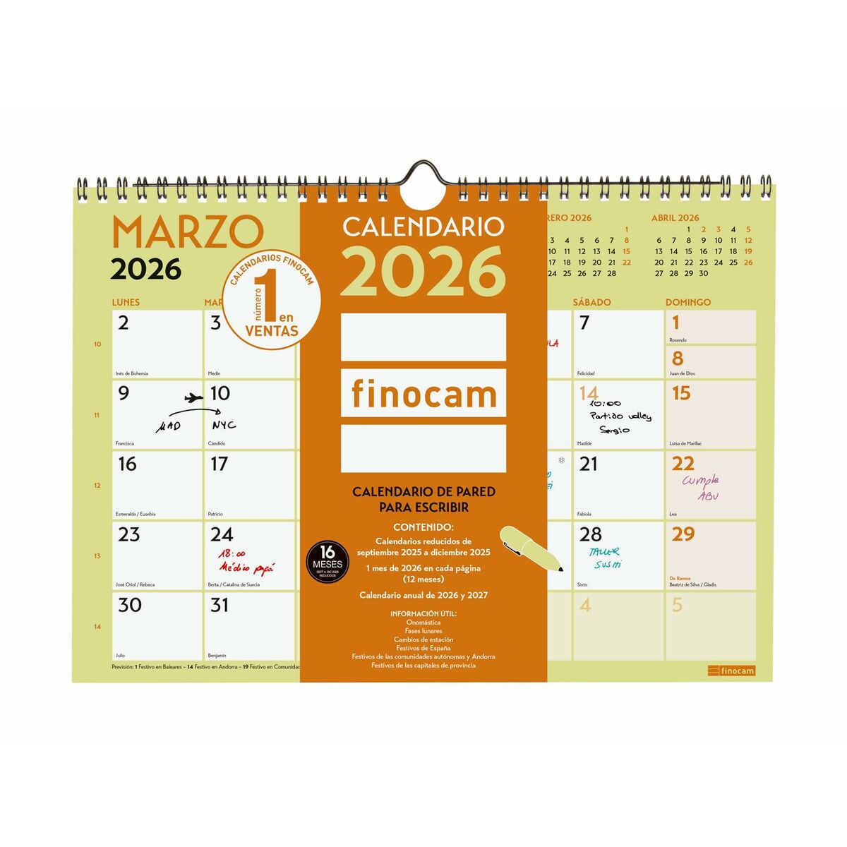Calendário de parede Finocam Multicolor A4 Papel