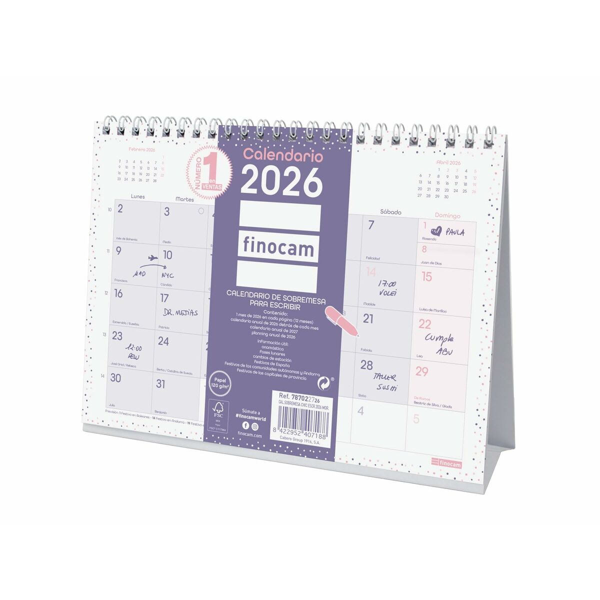 Calendário de Mesa Finocam Multicolor Papel 21 x 15 cm