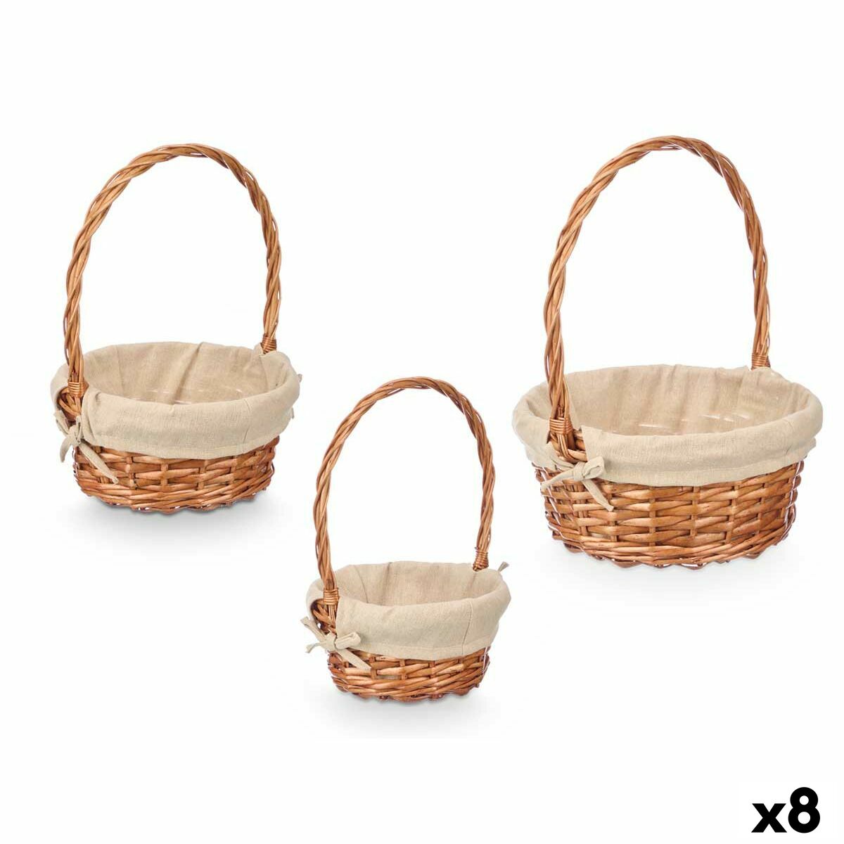 Conjunto de Cestas Kipit Natural Poliéster Algodão vime 3 Peças (8 Unidades)