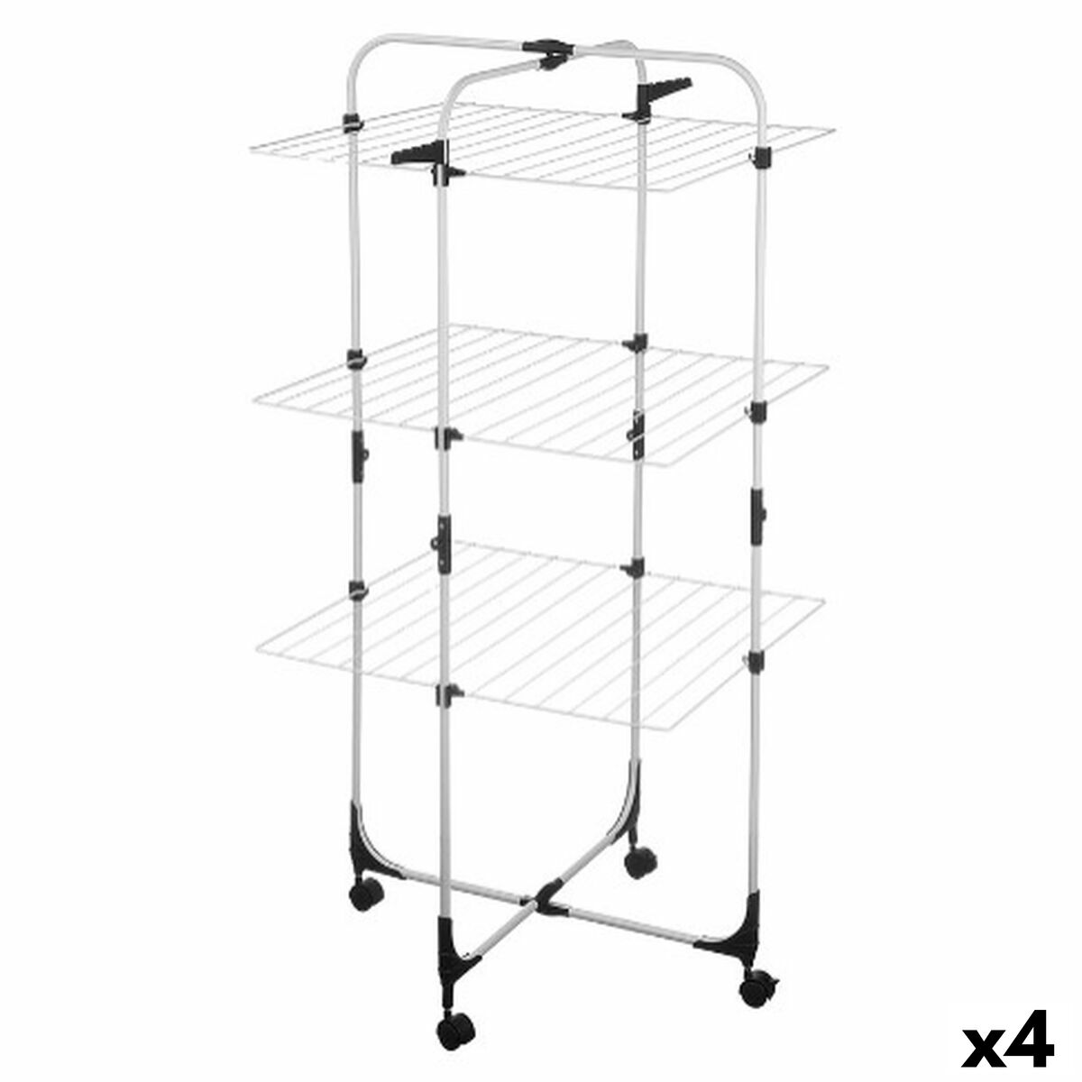 Estendal Dobrável Vertical com Rodas Branco Preto Metal 69 x 135 x 62,5 cm (4 Unidades)