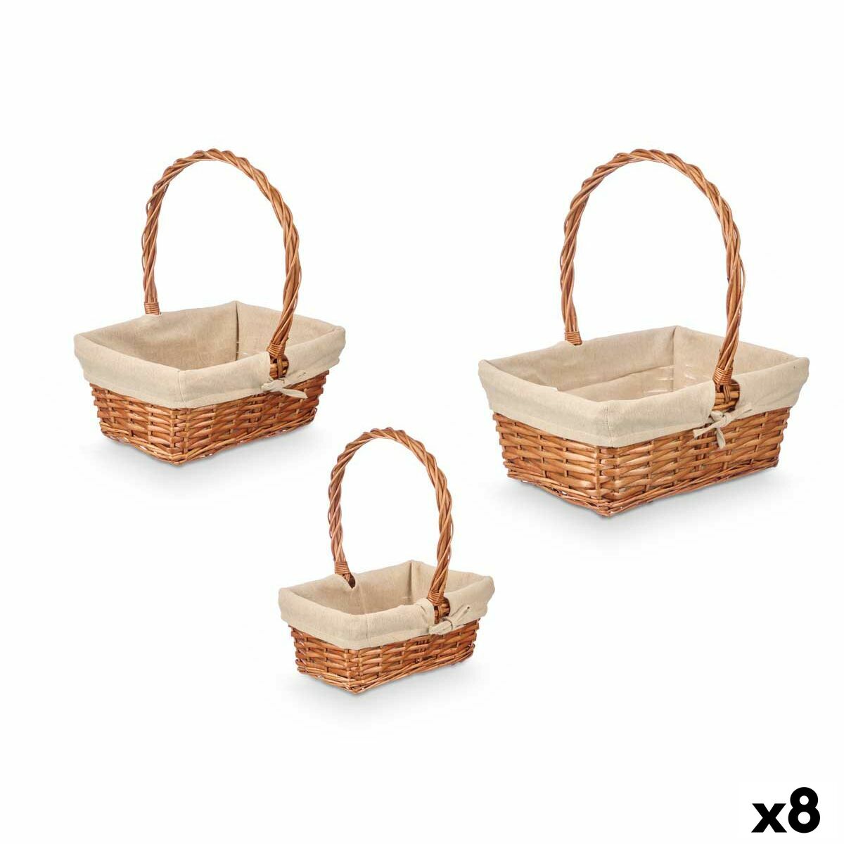 Conjunto de Cestas Kipit Natural Poliéster Algodão vime 3 Peças (8 Unidades)