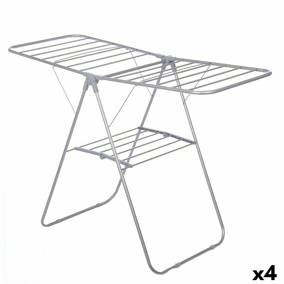 Estendal de Roupa Dobrável Cinzento Metal 136,5 x 59 x 93,5 cm (4 Unidades)