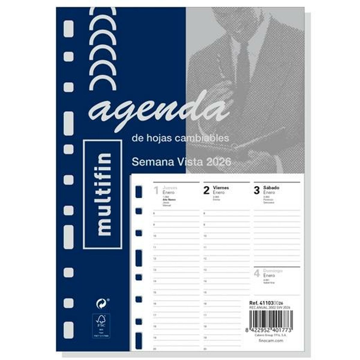 Recarga de páginas de agenda Finocam MULTIFIN 2026 15,5 x 21,5 cm