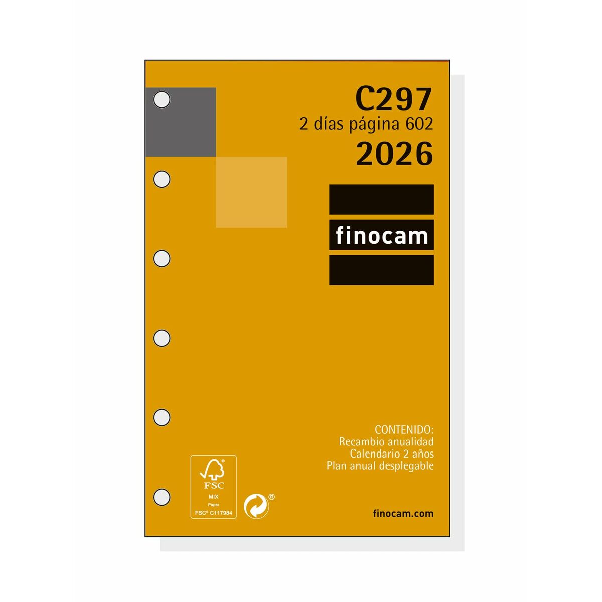 Recarga de páginas de agenda Finocam C297 2026 7,3 x 11,4 cm