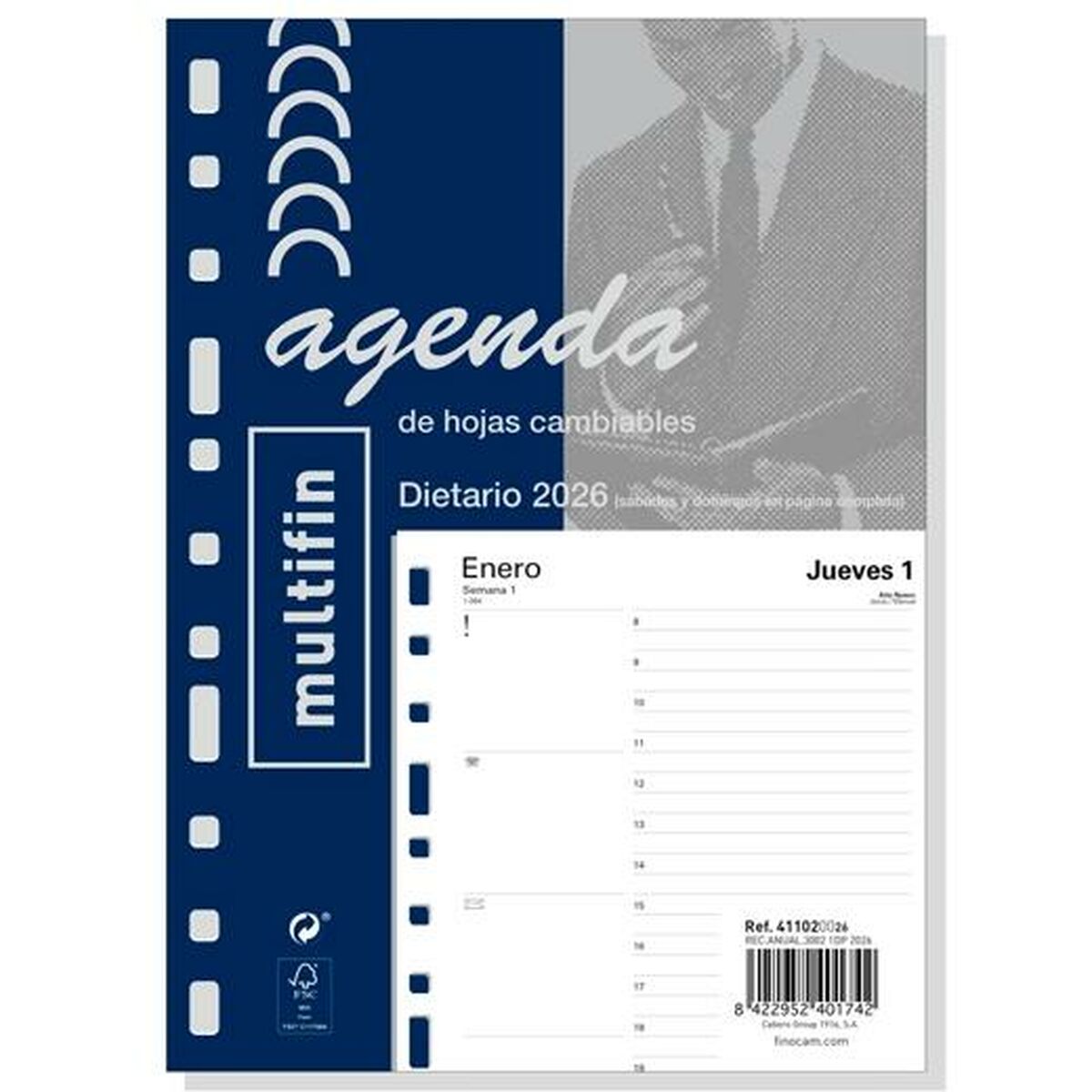 Recarga de páginas de agenda Finocam MULTIFIN 2026 15,5 x 21,5 cm