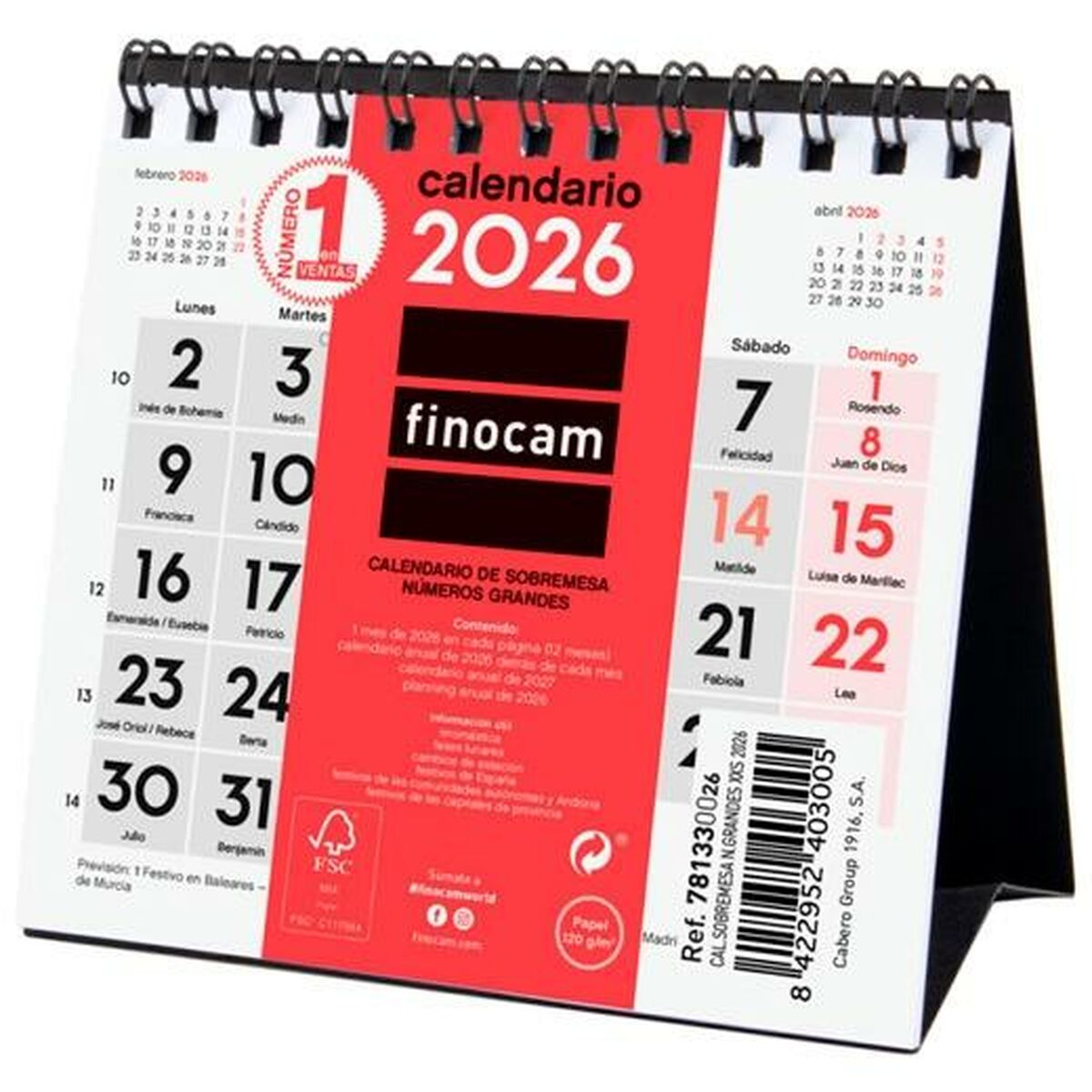 Calendário de Mesa Finocam Papel 11 x 11 cm 2026
