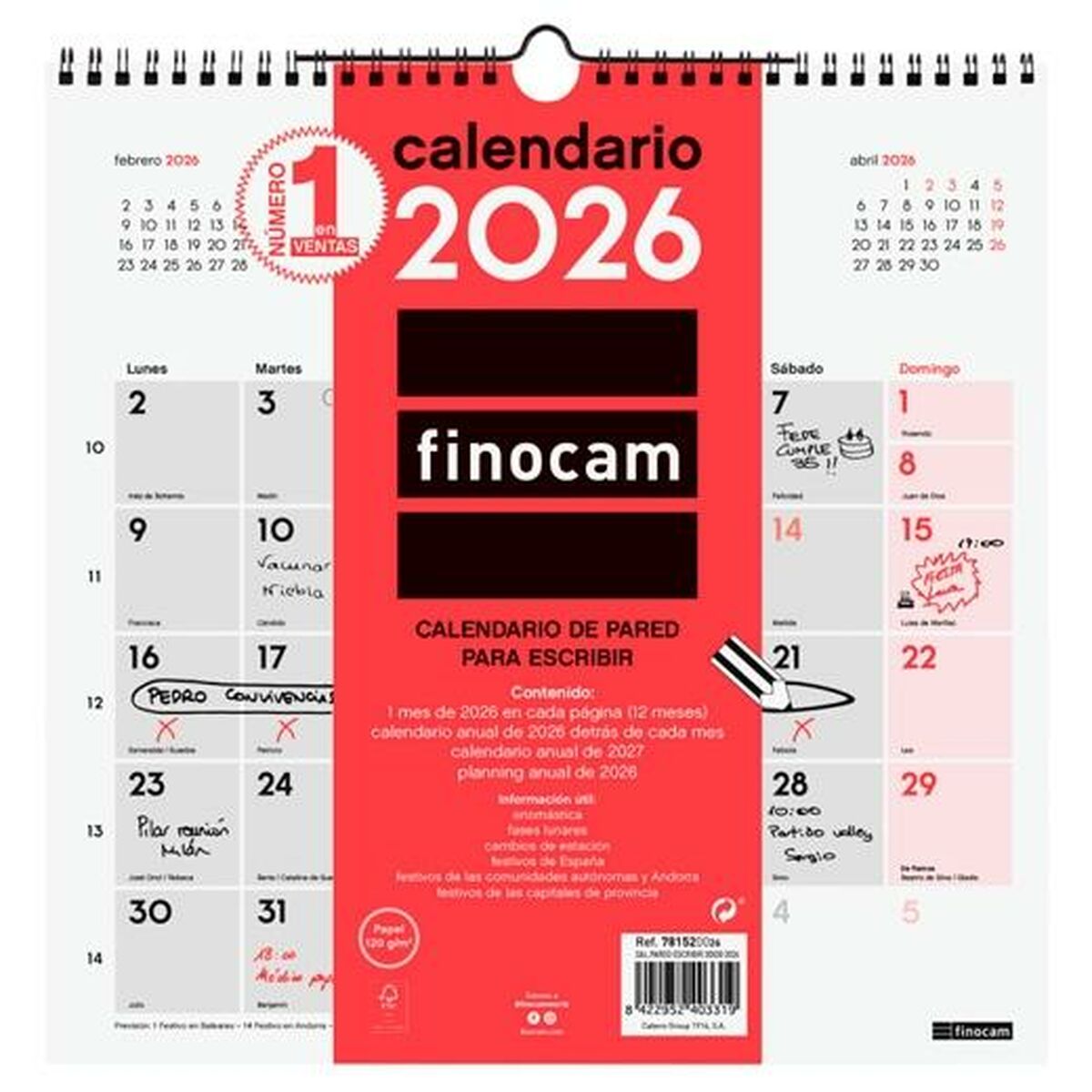 Calendário de parede Finocam Papel 2026 30 x 30 cm
