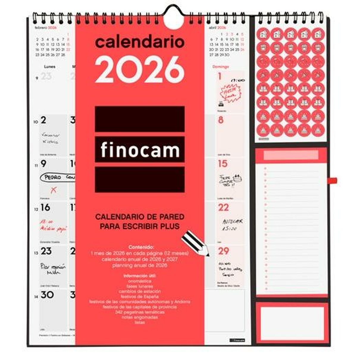 Calendário de parede Finocam Plus Papel 2026 21,5 x 32,5 cm