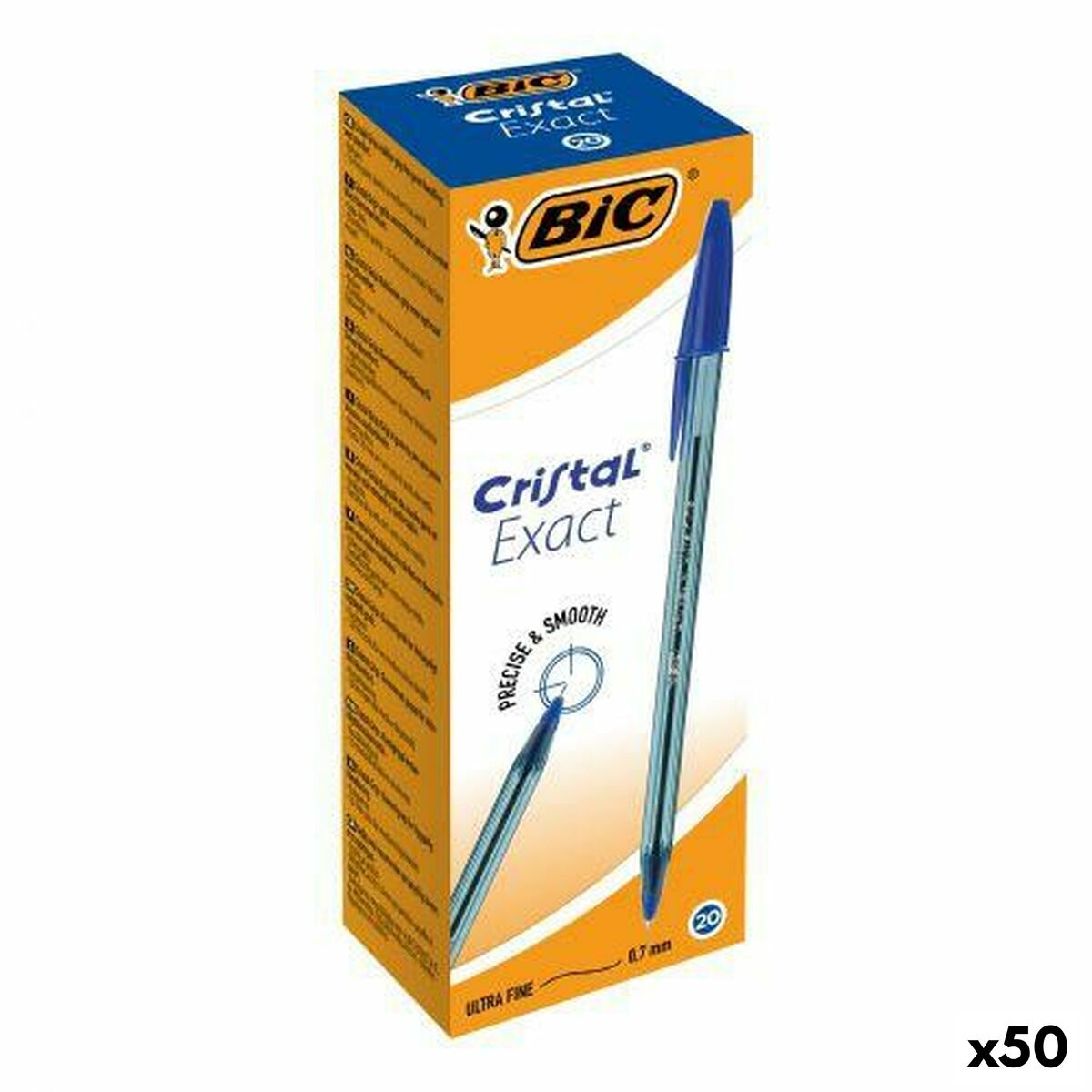 Conjunto de Canetas Bic CRISTAL EXACT Azul 0,28 mm 20 Peças (50 Unidades)