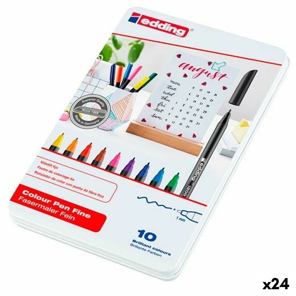Conjunto de Canetas de Feltro Edding Multicolor 10 Peças (24 Unidades)