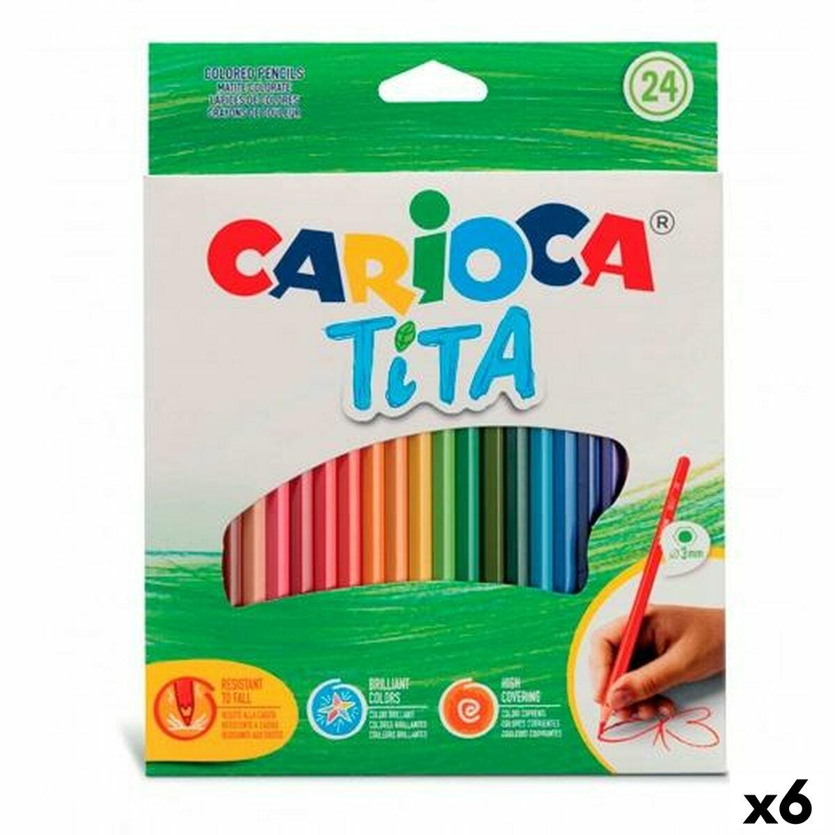 Lápis de cores Carioca Tita Multicolor 24 Peças (6 Unidades)