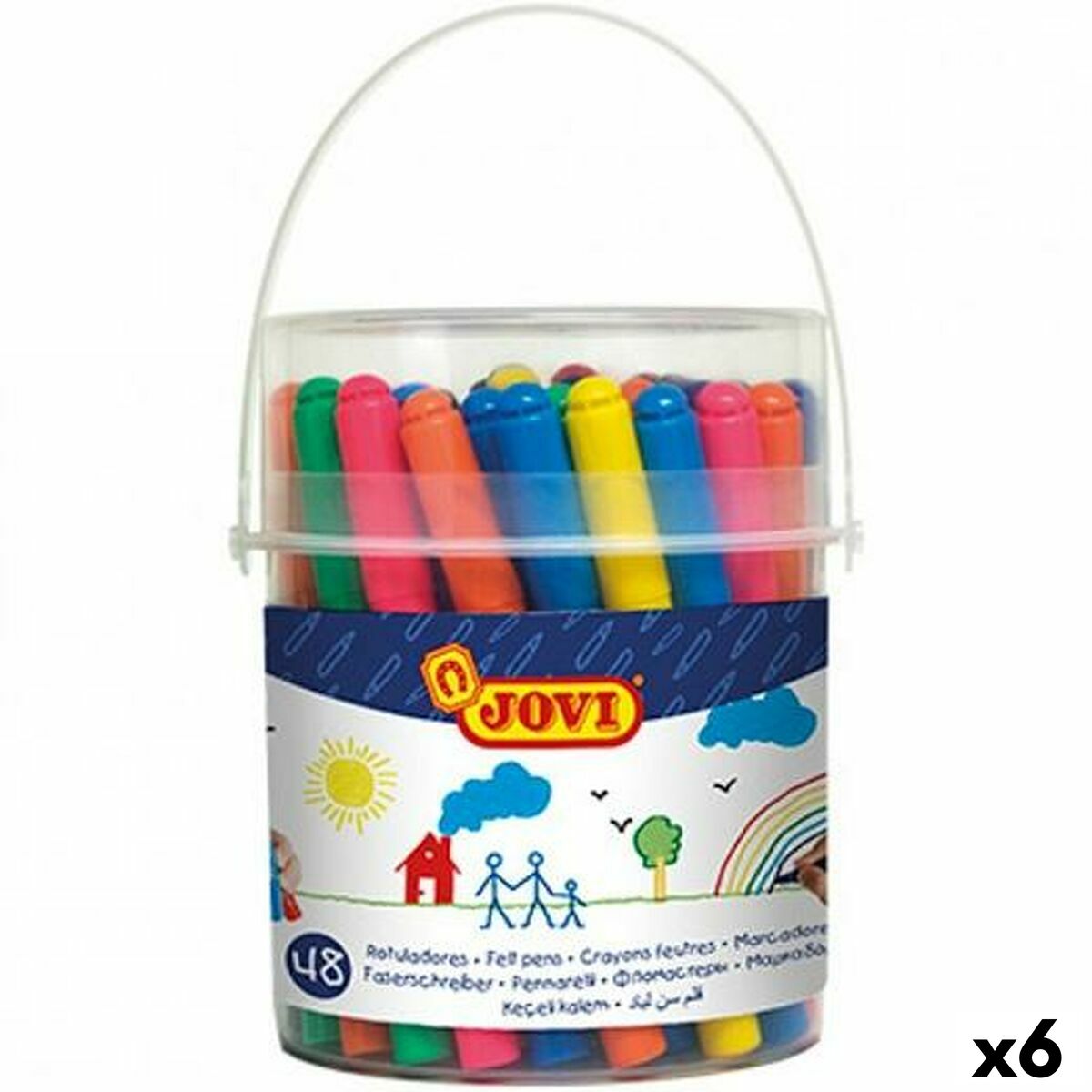Conjunto de Canetas de Feltro Jovi Multicolor 48 Peças (6 Unidades)