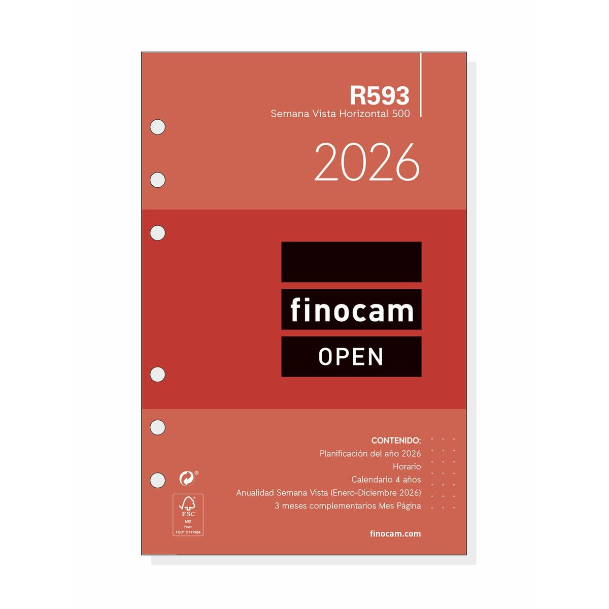 Recarga de páginas de agenda Finocam OPEN R599 2026 11,7 x 18,1 cm