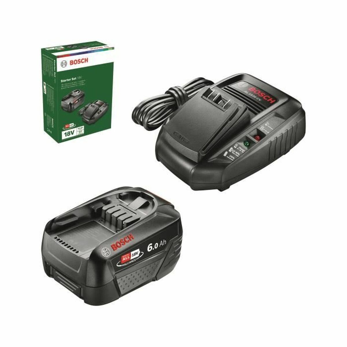 Conjunto de carregador e pilhas recarregáveis BOSCH AL18-44 6 Ah 18 V