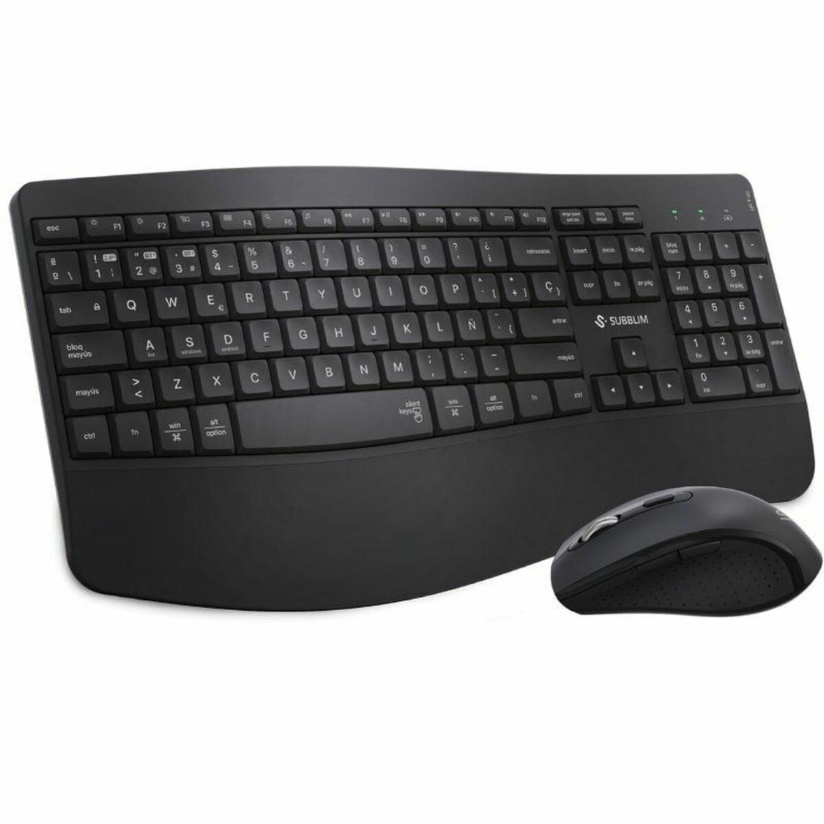 Teclado e Rato Subblim OFFICE PROWAVE Preto Qwerty espanhol QWERTY