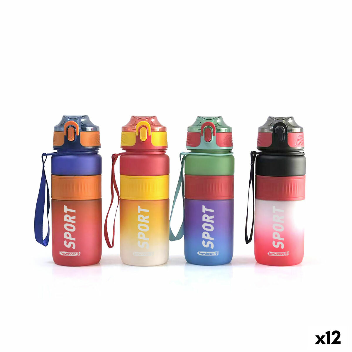 Garrafa de água Bewinner Multicolor 0,75 L 7,6 x 27,5 cm (12 Unidades)