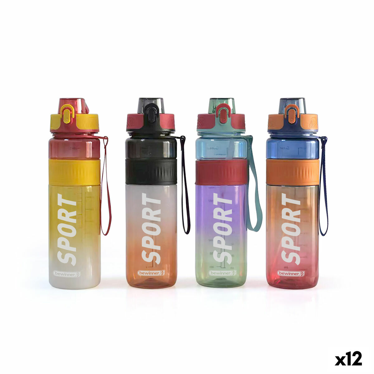 Garrafa de água Bewinner 1 L 7,8 x 28 cm (12 Unidades)