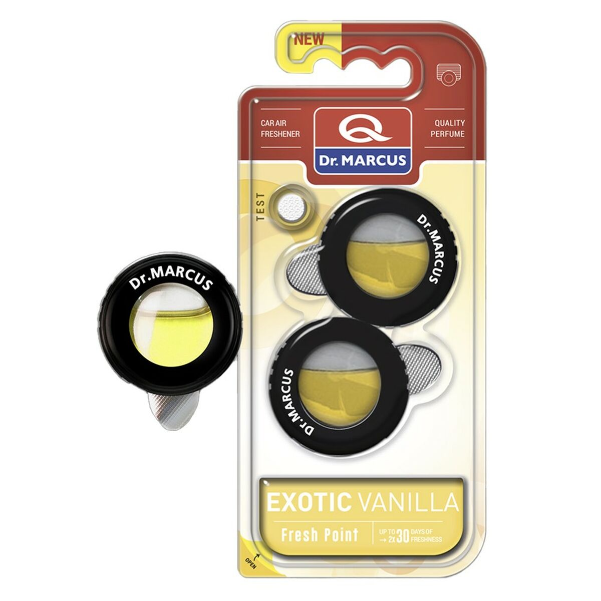 Ambientador Para Automóveis Dr Marcus FRESH POINT EXOTIC VANILLA Baunilha 2,5 ml Plástico (2 Unidades)