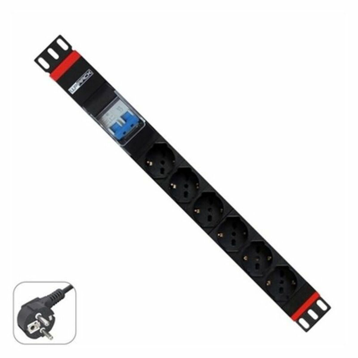 Extensor 19" 6 Tomas Schuko WP WPN-PDU-G02-06 Preto Vermelho 3500 W (2 m)