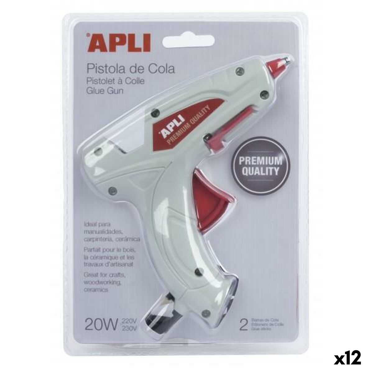 Pistola Termofusível Apli Branco 20 W (12 Unidades)