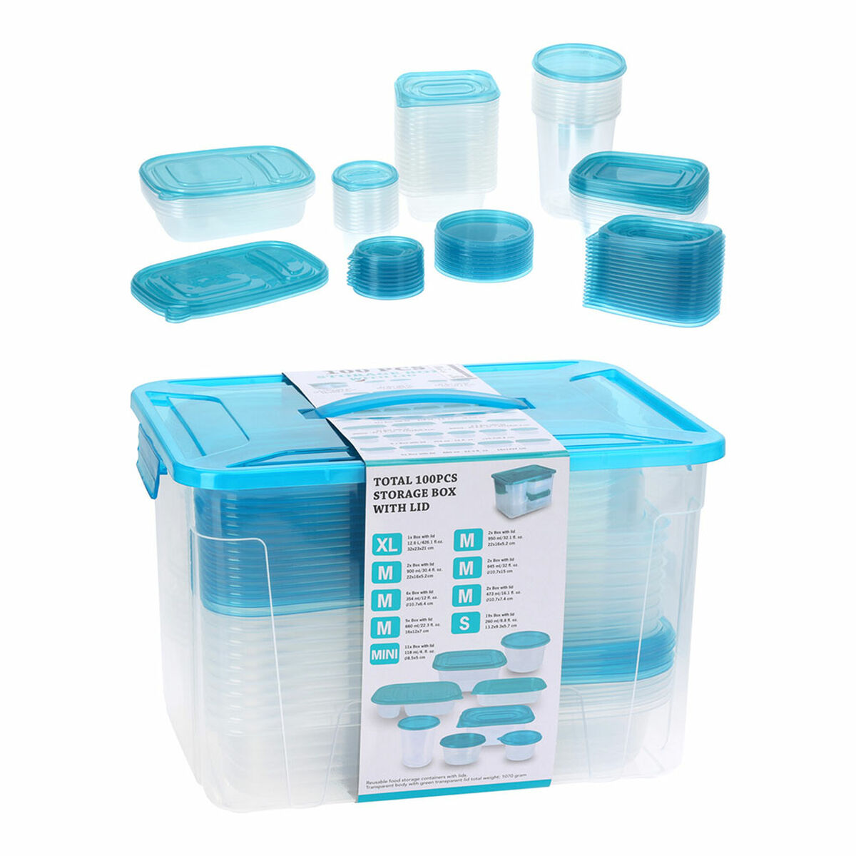 Caixas de arrumação Lifetime Verde Transparente Plástico Com tampa (50 Unidades)