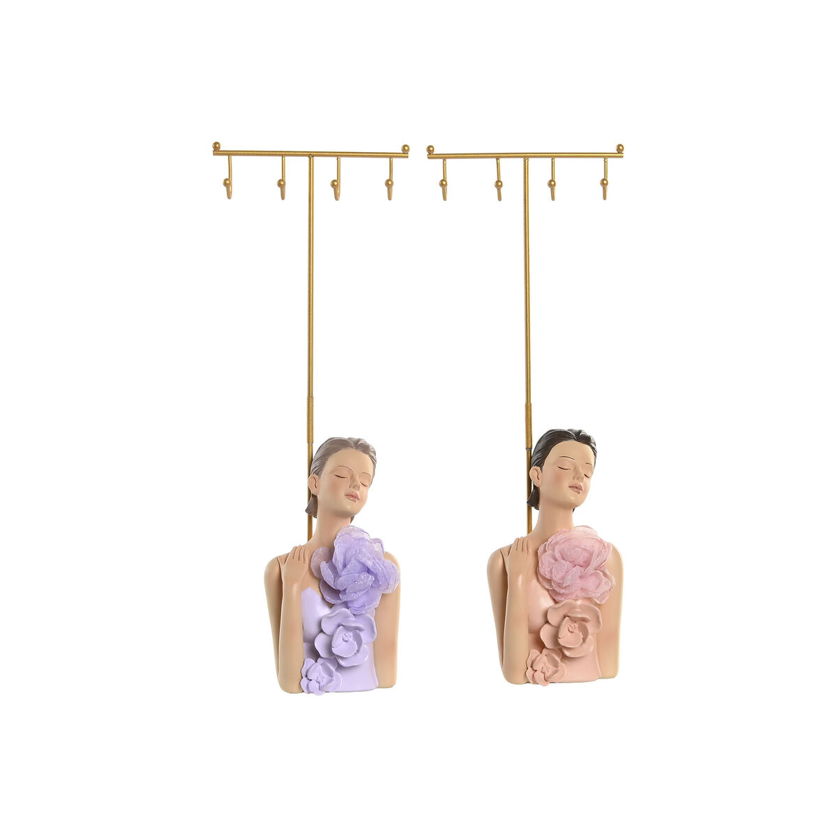 Suporte para Jóias Home ESPRIT Coral Lilás Metal Resina 12,5 X 8 X 34,5 CM (2 Unidades)