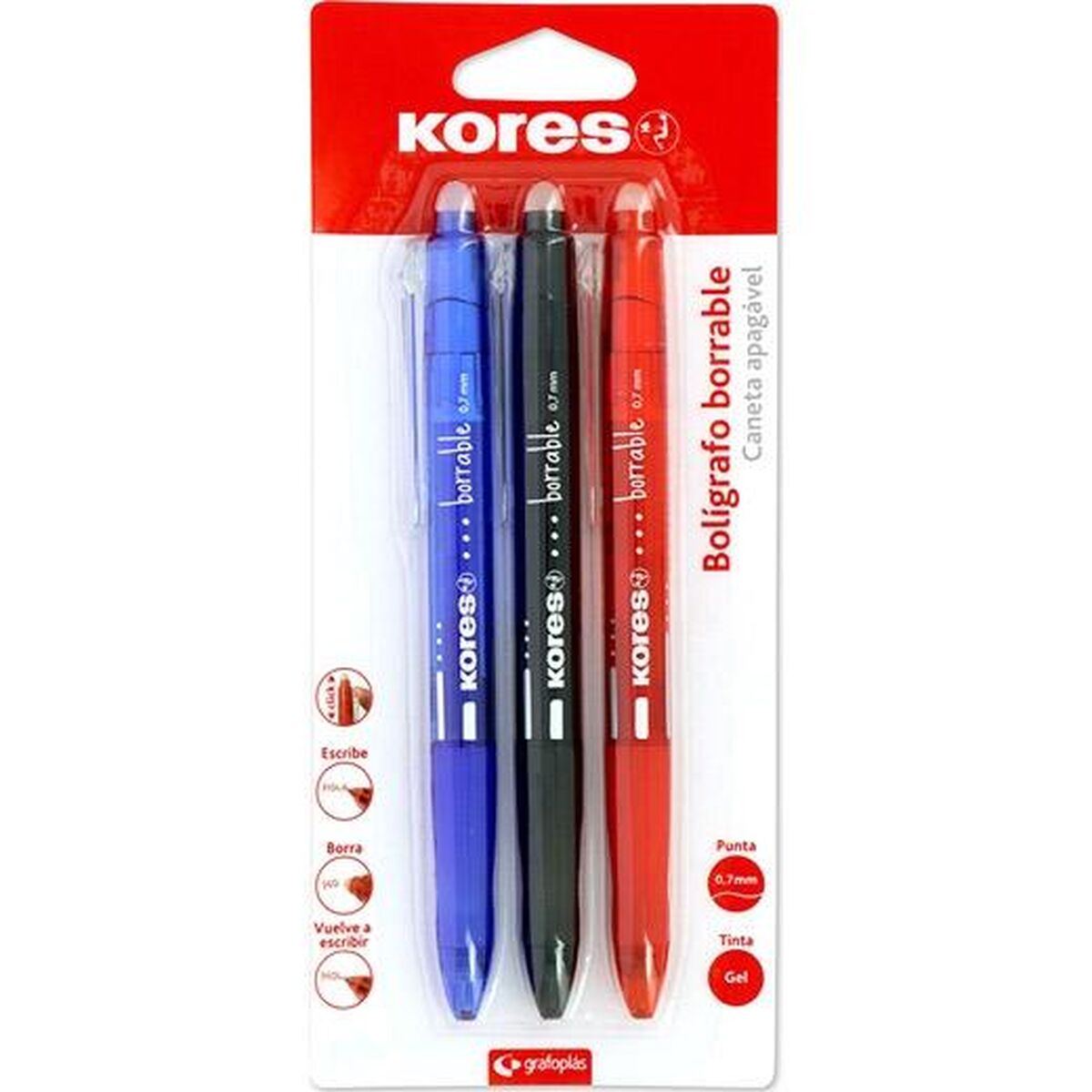 Esferográfica de gel Kores Multicolor 0,7 mm (12 Unidades)