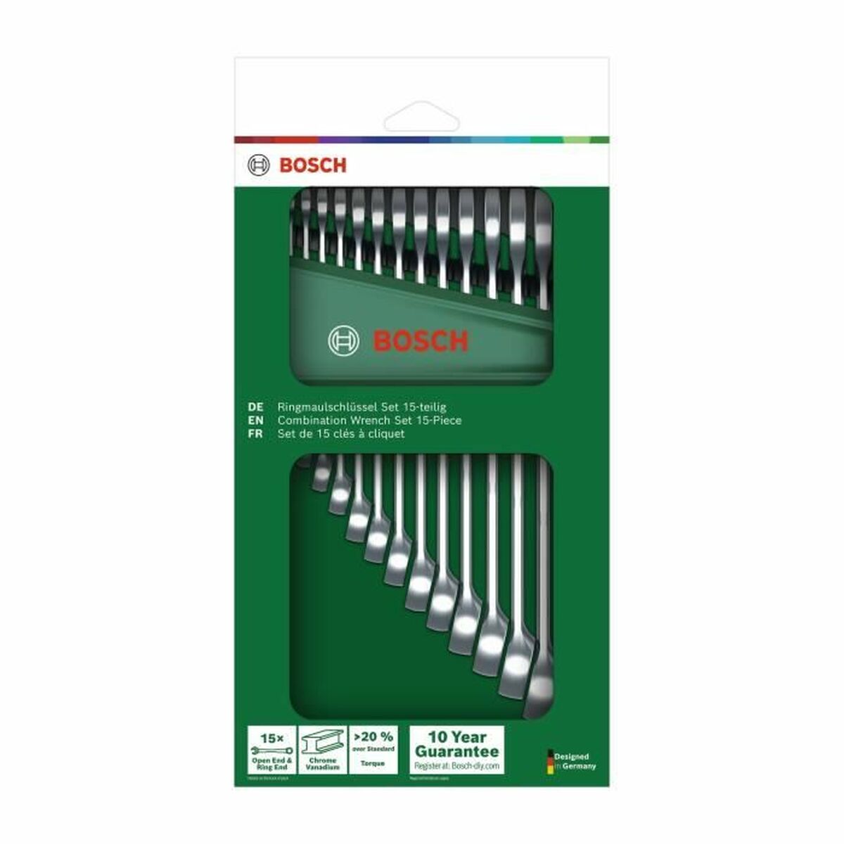 Conjunto de chaves combinadas BOSCH 6-21 mm 15 Peças