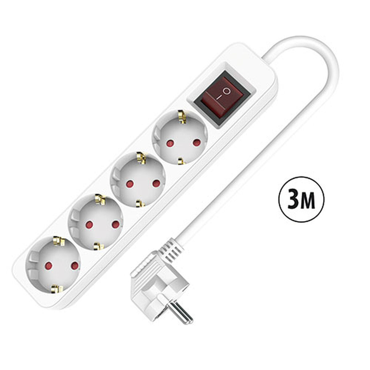 Extensão com 4 tomadas com interruptor TM Electron 3680 W Branco (3 m)